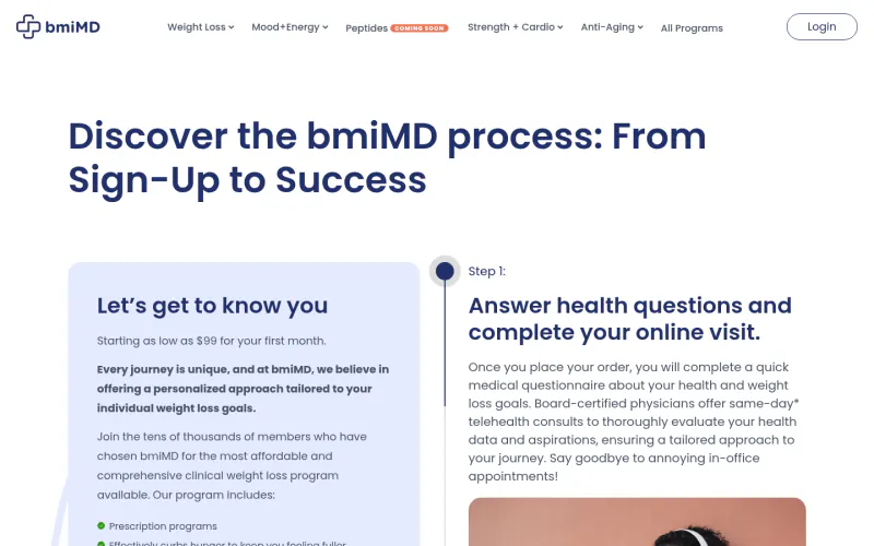 bmiMD website screenshot