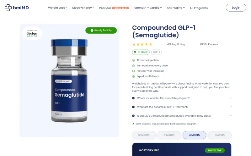bmiMD pricing page screenshot