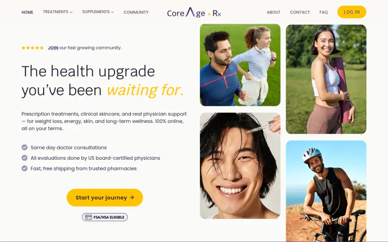 CoreAge Rx home page screenshot