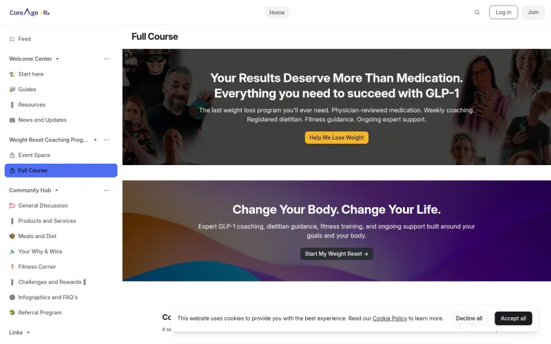CoreAge Rx website screenshot
