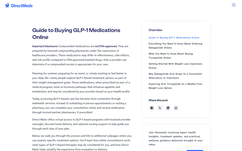 Direct Meds website screenshot
