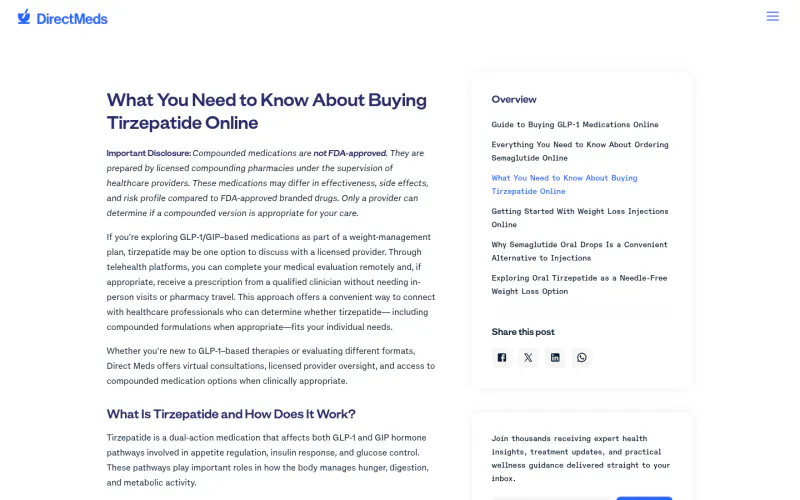 Direct Meds website screenshot