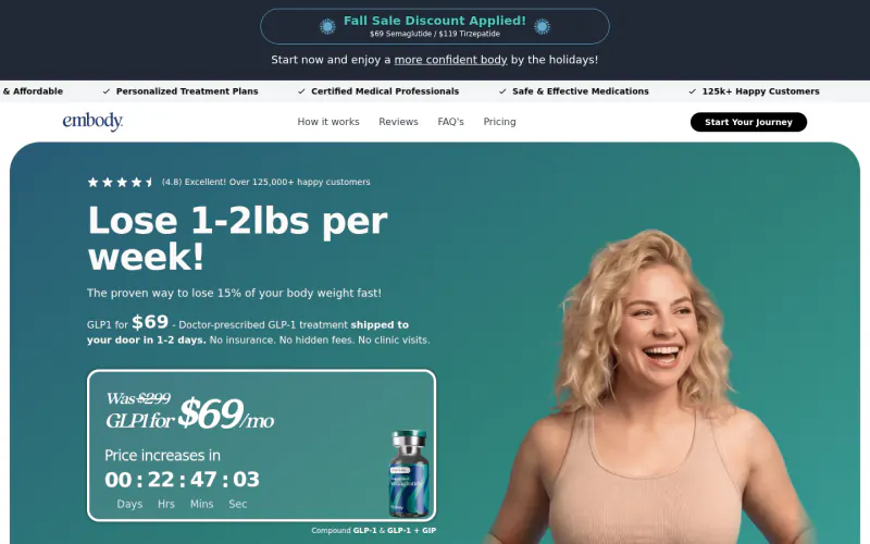 Embody home page screenshot