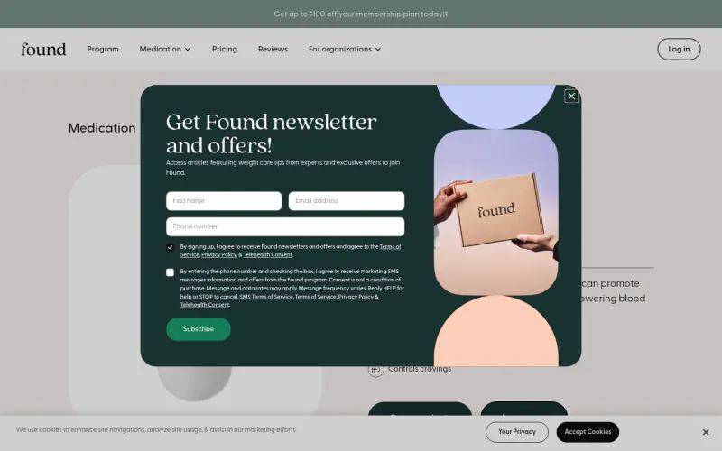Found website screenshot