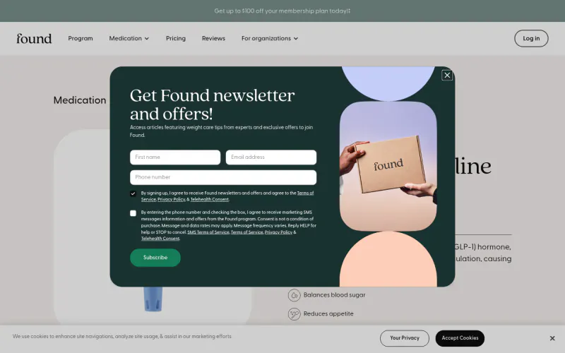 Found website screenshot