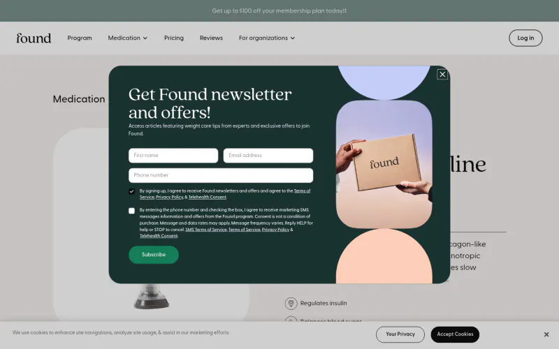 Found website screenshot