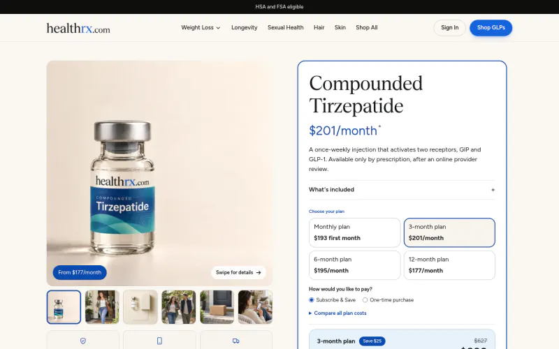 HealthRX website screenshot