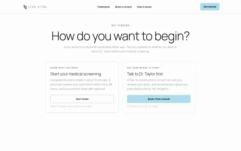 Live Vital website screenshot