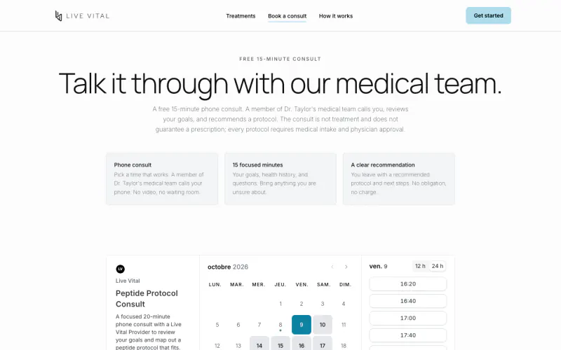Live Vital website screenshot