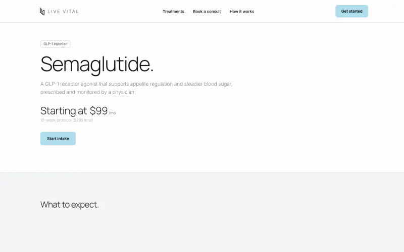 Live Vital pricing page screenshot