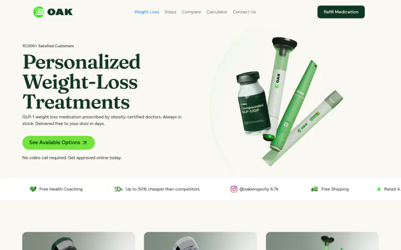 Oak Longevity website screenshot