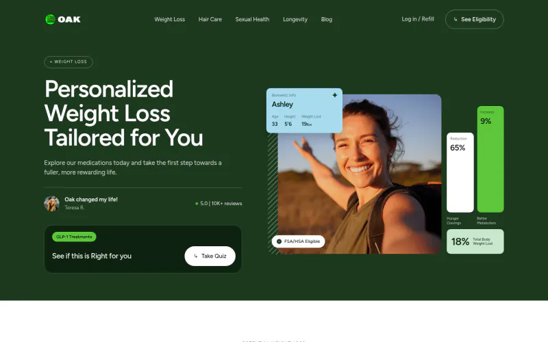 Oak Longevity website screenshot
