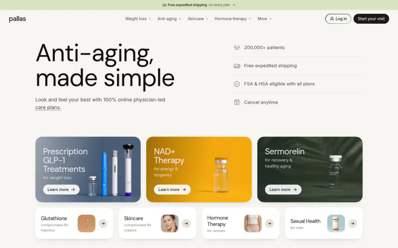 Pallas Health homepage