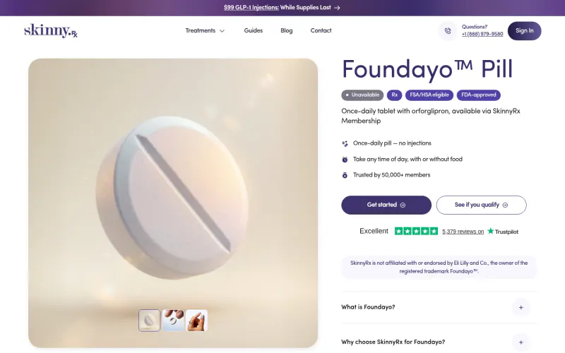 SkinnyRx website screenshot
