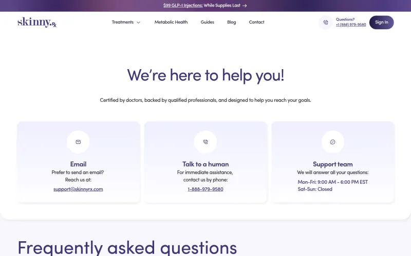 SkinnyRx website screenshot