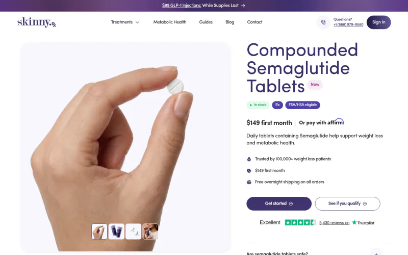 SkinnyRx website screenshot